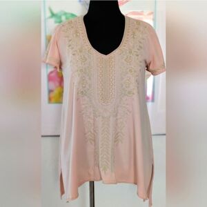 Johnny Was Embroidered Pink Women's Top